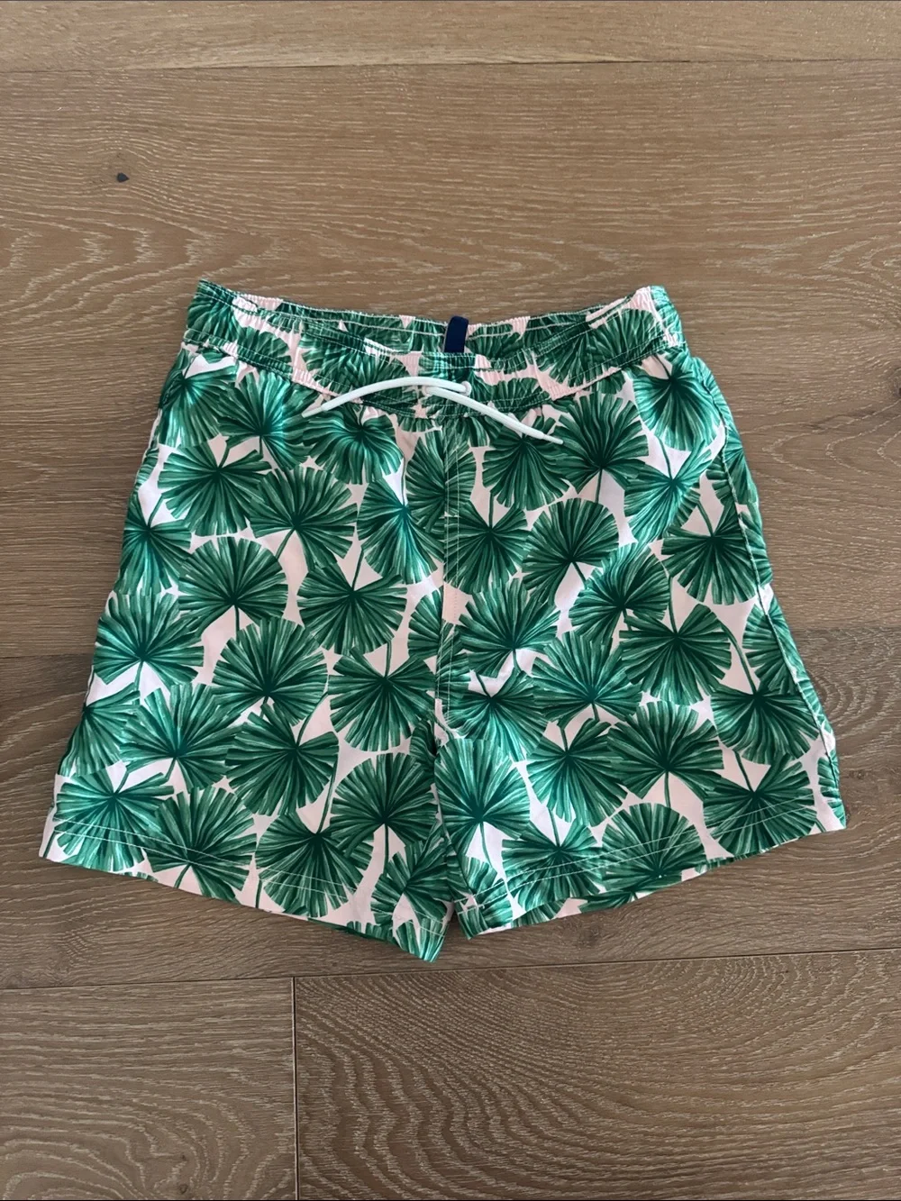 Janie and Jack Green Palm-Print Swim Trunks